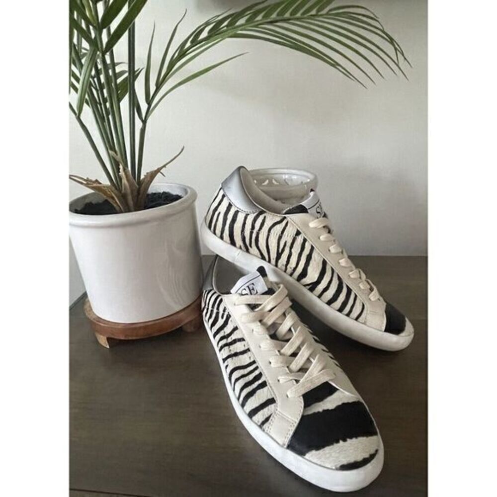 Sam‎ Edelman Aubrie Zebra Cowhair Sneakers Women's 7.5 EUC!